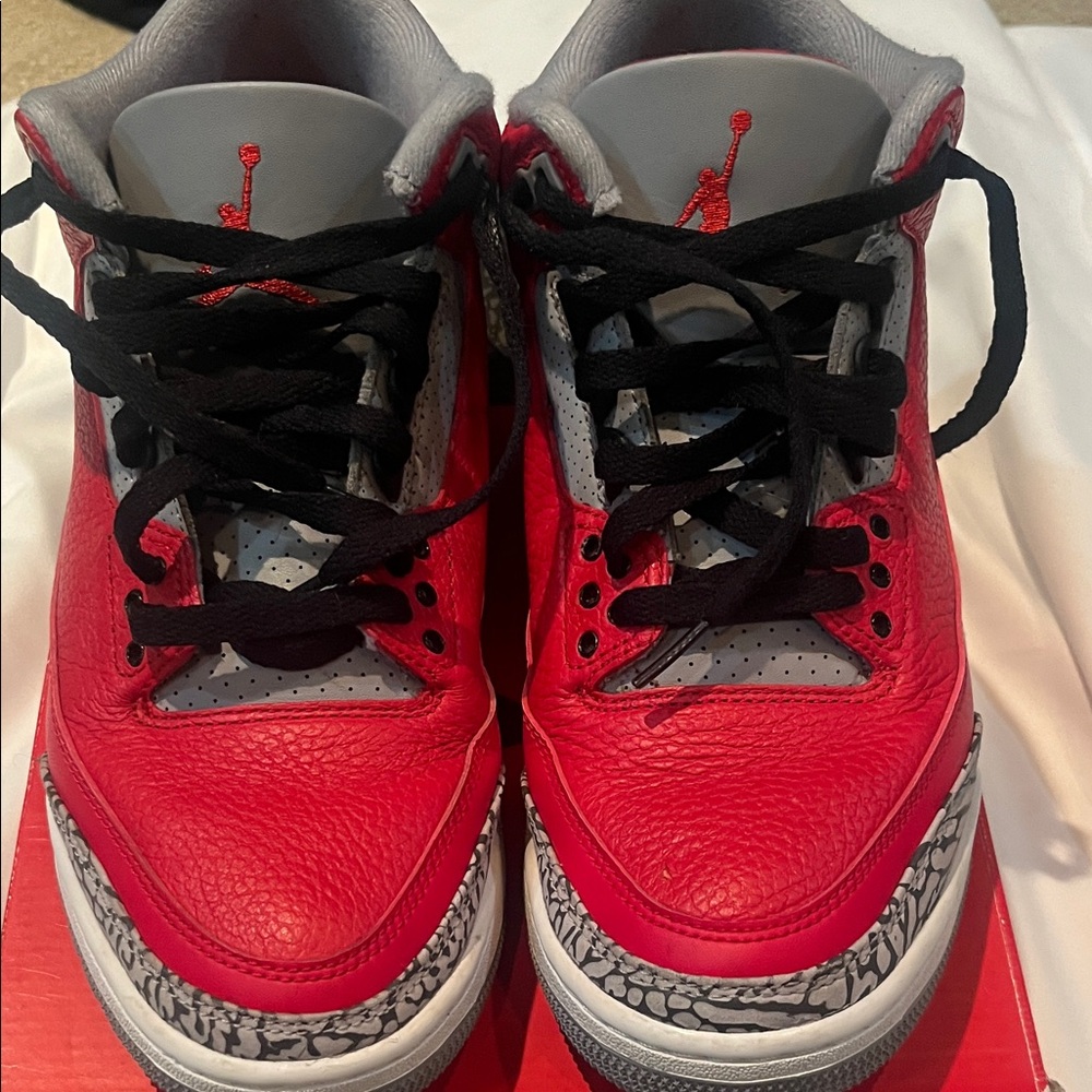 Nike Jordan 3 RetroRed and Gray Athletic Shoes
